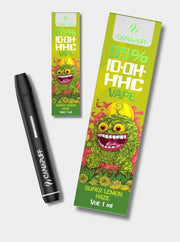 10-OH-HHC Vape Pen Super Lemon Haze 2 Verpackungen auf grauem Hintergrund