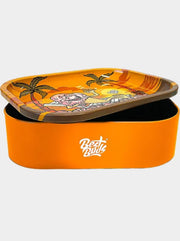 Best Buds Thin Box Rolling Tray geöffnet - Box mit Logo, Tray abgehoben