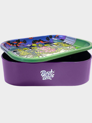 Best Buds Wedding Cake Rolling Tray Box mit lila Aufbewahrung, geöffnet