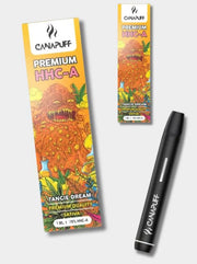 CanaPuff HHCA Tangie Dream Produktbild mit 2 Verpackungen und einem Vape Pen