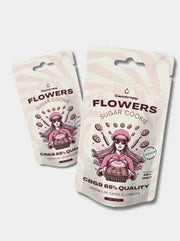 Sugar Cookie 85% CBG9 Blüten von Canntropy 2 Verpackungen auf grauem Hintergrund