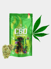 CBD Blüten Amnesia von Canapuff 1g mit grüner Verpackung und Cannabis Blüte