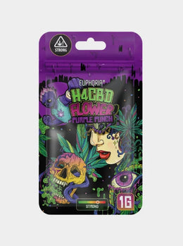 Euphoria H4CBD Flower Purple Punch 1g Cannabis Blüten strong Verpackung