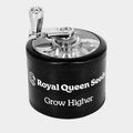 Metall Grinder mit Kurbel von Royal Queen Seeds schwarz hochwertiger Kräutergrinder robustes Zubehör