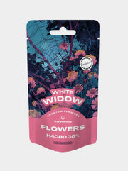 H4CBD Blüten White Widow von Canntropy Verpackung Vorderseite mit floralem Design