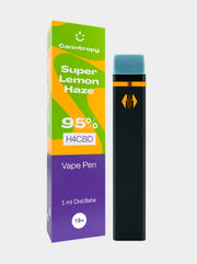 H4CBD Vape Pen Super Lemon Haze von Canntropy mit Verpackung und schwarzem Vape Gerät