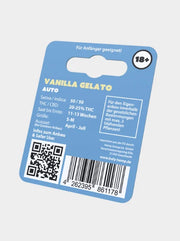 Cannabis Samen Vanilla Gelato US Genetics von Holy Hemp Rückseite mit Anbau Informationen