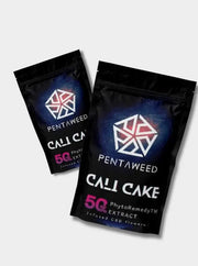 PentaWeed Cali Cake Verpackungen auf grauem Hintergrund