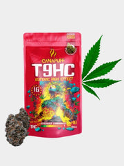 T9HC Blüten Euphoric High Effect von Canapuff 1g mit dichter Cannabisblüte und freigestellter Verpackung