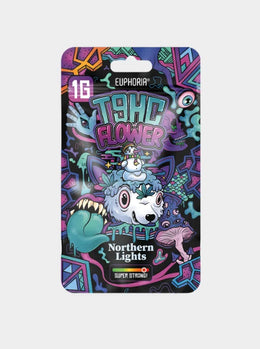 T9HC Flower Northern Lights 1g von Euphoria bunte Verpackung mit starkem Design Cannabis Blüten Alternative HHC Kiosk Berlin kaufen